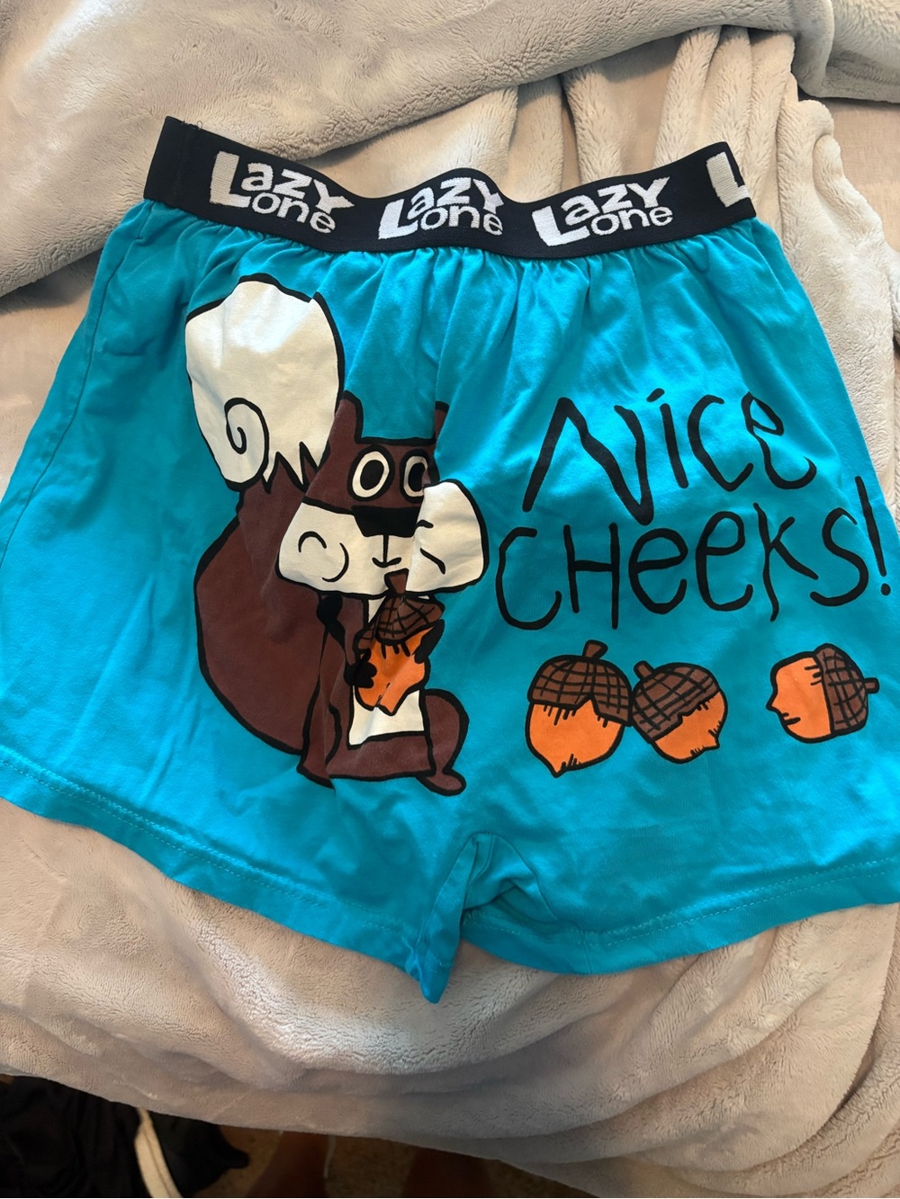 Lazy One Kids Turquoise 'Nice Cheeks' Squirrel Acorn Print Shorts